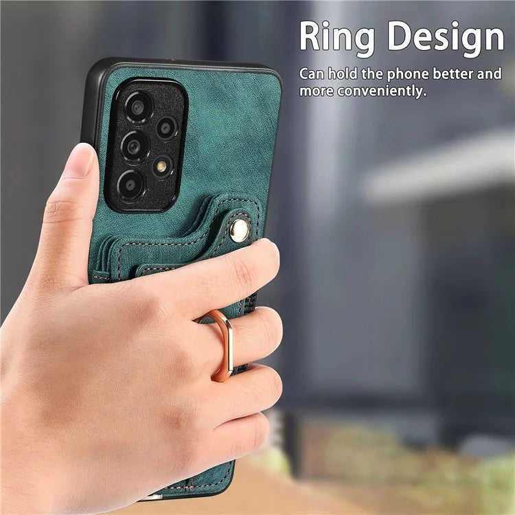 D4 For Samsung Galaxy A53 5G Case RFID Blocking Card Holder PU Leather Retro Back Cover