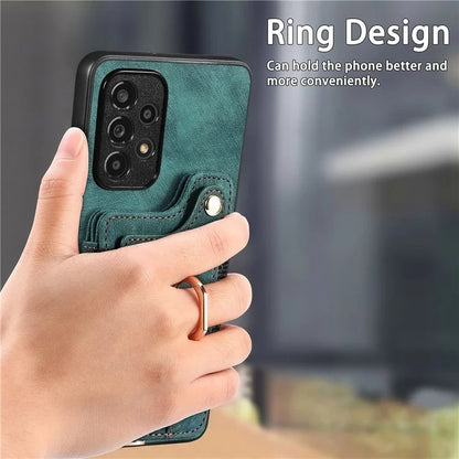 D4 For Samsung Galaxy A53 5G Case RFID Blocking Card Holder PU Leather Retro Back Cover