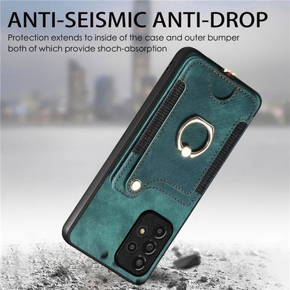 D4 For Samsung Galaxy A53 5G Case RFID Blocking Card Holder PU Leather Retro Back Cover