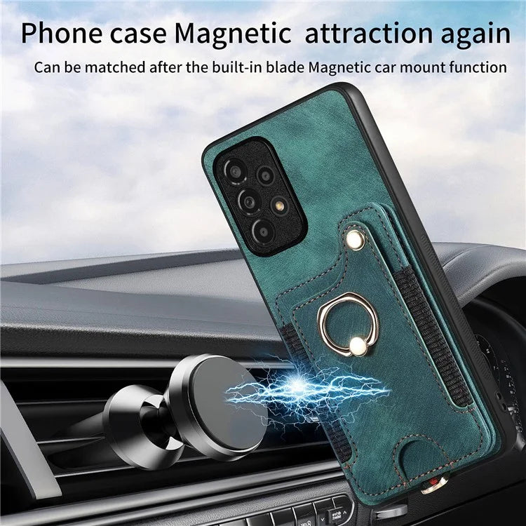 D4 For Samsung Galaxy A53 5G Case RFID Blocking Card Holder PU Leather Retro Back Cover