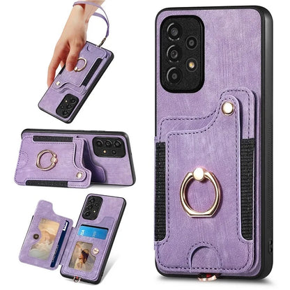 D4 For Samsung Galaxy A53 5G Case RFID Blocking Card Holder PU Leather Retro Back Cover
