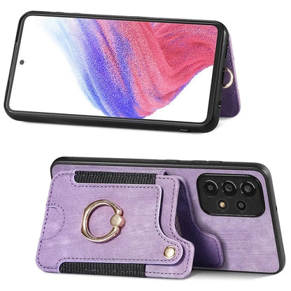 D4 For Samsung Galaxy A53 5G Case RFID Blocking Card Holder PU Leather Retro Back Cover