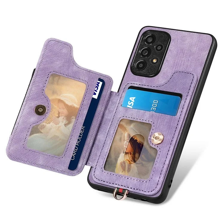 D4 For Samsung Galaxy A53 5G Case RFID Blocking Card Holder PU Leather Retro Back Cover