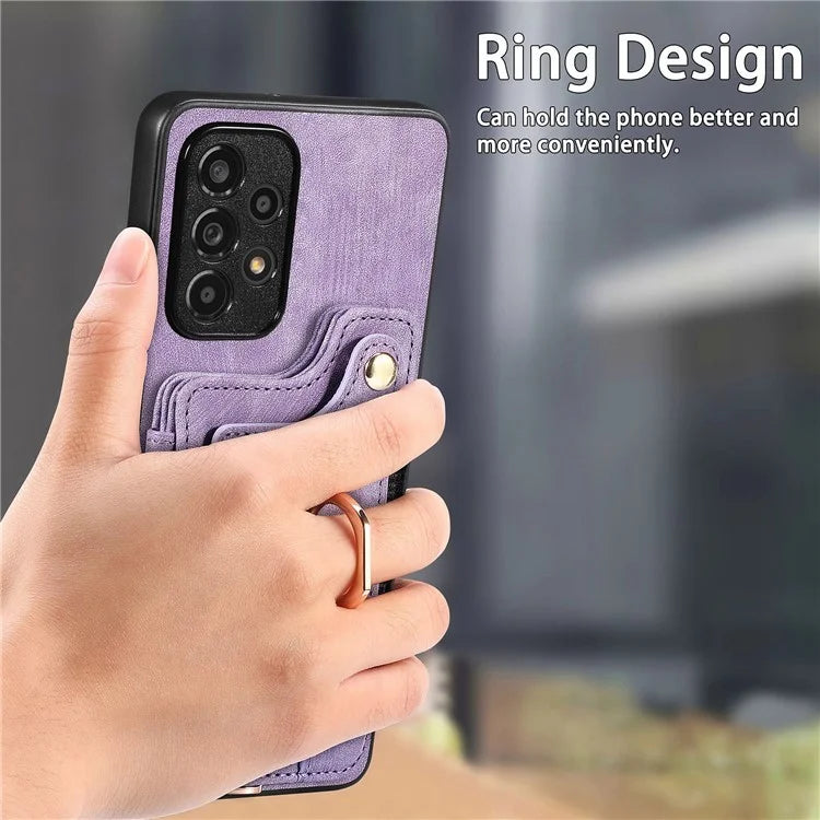 D4 For Samsung Galaxy A53 5G Case RFID Blocking Card Holder PU Leather Retro Back Cover