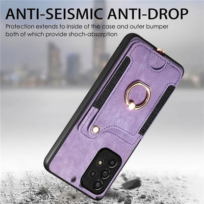 D4 For Samsung Galaxy A53 5G Case RFID Blocking Card Holder PU Leather Retro Back Cover