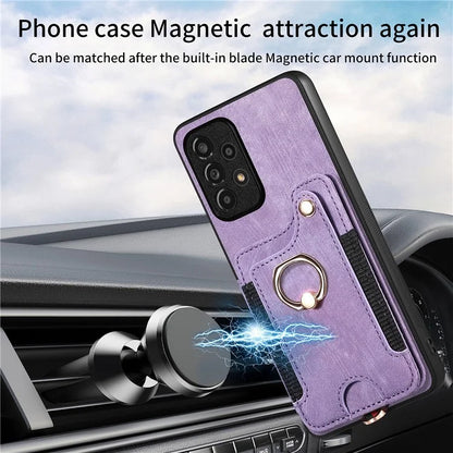D4 For Samsung Galaxy A53 5G Case RFID Blocking Card Holder PU Leather Retro Back Cover