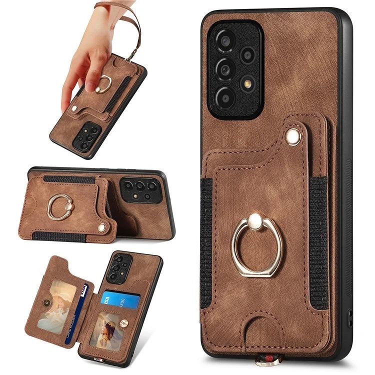 D4 For Samsung Galaxy A53 5G Case RFID Blocking Card Holder PU Leather Retro Back Cover