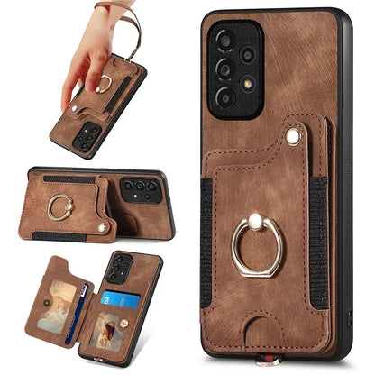 D4 For Samsung Galaxy A53 5G Case RFID Blocking Card Holder PU Leather Retro Back Cover