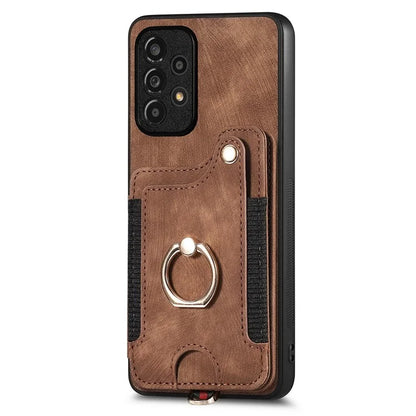 D4 For Samsung Galaxy A53 5G Case RFID Blocking Card Holder PU Leather Retro Back Cover
