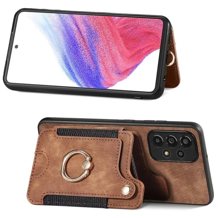 D4 For Samsung Galaxy A53 5G Case RFID Blocking Card Holder PU Leather Retro Back Cover