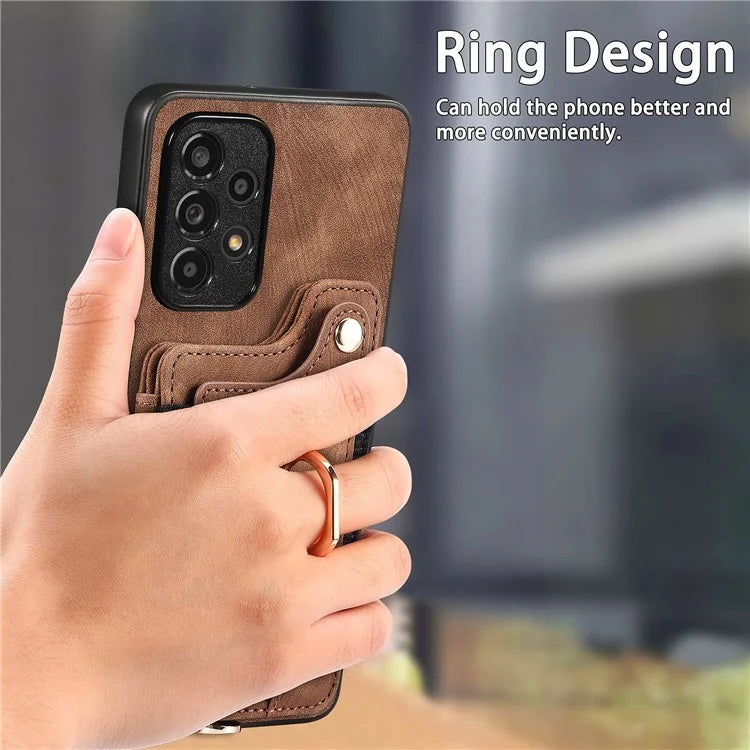 D4 For Samsung Galaxy A53 5G Case RFID Blocking Card Holder PU Leather Retro Back Cover