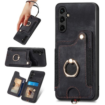 D4 For Samsung Galaxy A54 5G Case RFID Blocking Card Slots Phone Cover with Ring Kickstand