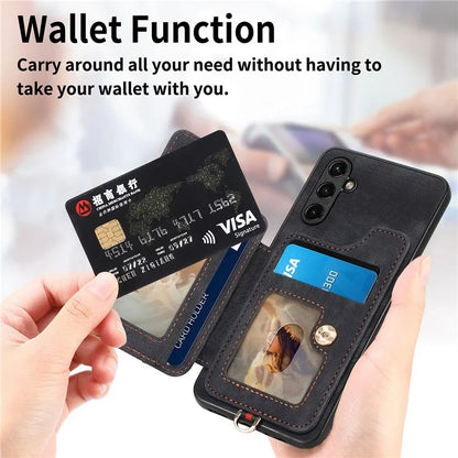 D4 For Samsung Galaxy A54 5G Case RFID Blocking Card Slots Phone Cover with Ring Kickstand