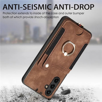 D4 For Samsung Galaxy A54 5G Case RFID Blocking Card Slots Phone Cover with Ring Kickstand
