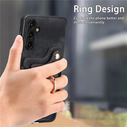 D4 For Samsung Galaxy A55 5G Case PU Leather RFID Blocking Phone Cover Support Magnetic Car Holder