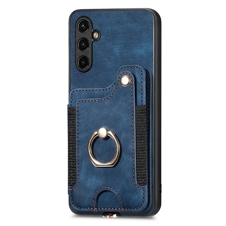 D4 For Samsung Galaxy A55 5G Case PU Leather RFID Blocking Phone Cover Support Magnetic Car Holder