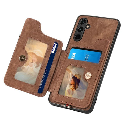 D4 For Samsung Galaxy A55 5G Case PU Leather RFID Blocking Phone Cover Support Magnetic Car Holder