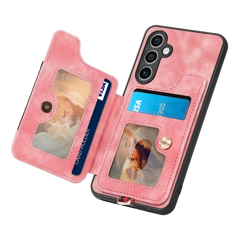 D4 For Samsung Galaxy S23 FE Case with Hand Strap PU Leather RFID Blocking Phone Cover