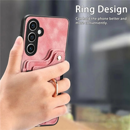 D4 For Samsung Galaxy S23 FE Case with Hand Strap PU Leather RFID Blocking Phone Cover