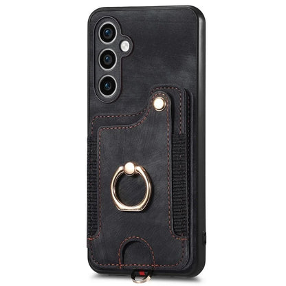 D4 For Samsung Galaxy S23 FE Case with Hand Strap PU Leather RFID Blocking Phone Cover