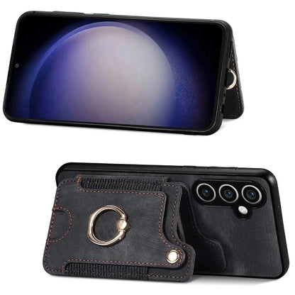 D4 For Samsung Galaxy S23 FE Case with Hand Strap PU Leather RFID Blocking Phone Cover