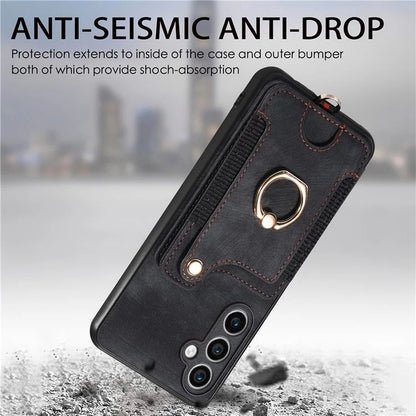 D4 For Samsung Galaxy S23 FE Case with Hand Strap PU Leather RFID Blocking Phone Cover