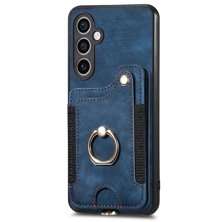 D4 For Samsung Galaxy S23 FE Case with Hand Strap PU Leather RFID Blocking Phone Cover