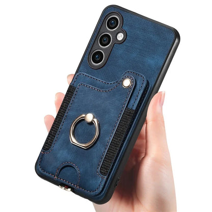 D4 For Samsung Galaxy S23 FE Case with Hand Strap PU Leather RFID Blocking Phone Cover