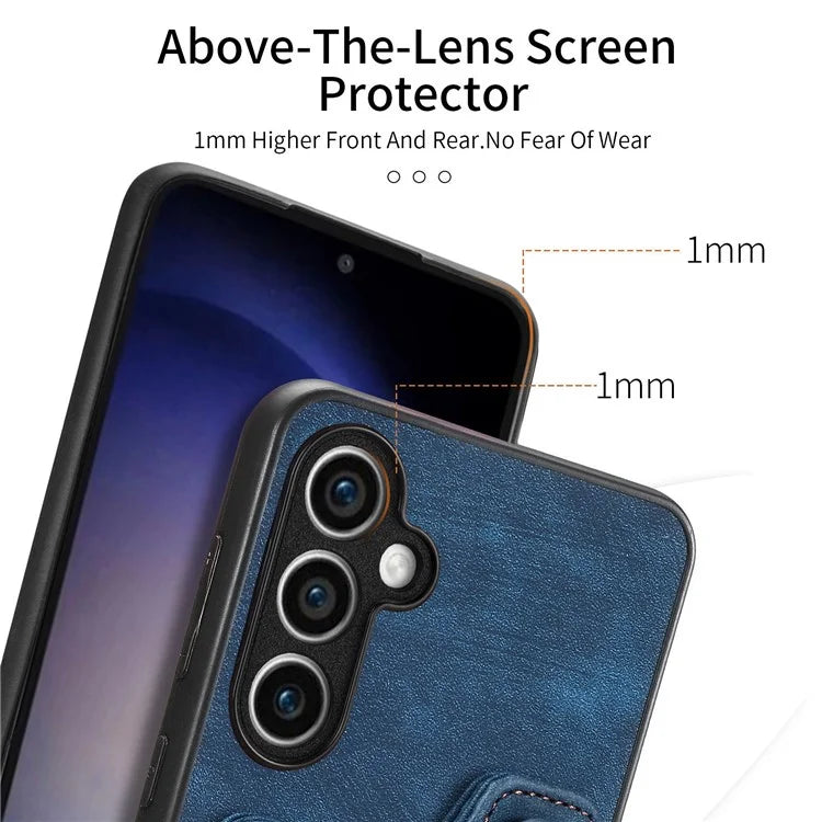 D4 For Samsung Galaxy S23 FE Case with Hand Strap PU Leather RFID Blocking Phone Cover