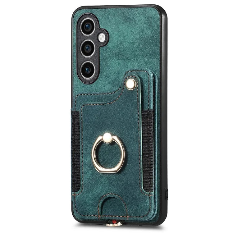 D4 For Samsung Galaxy S23 FE Case with Hand Strap PU Leather RFID Blocking Phone Cover