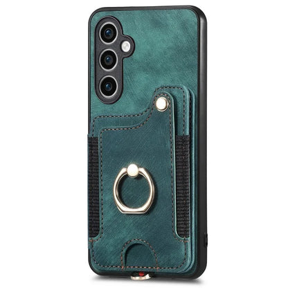 D4 For Samsung Galaxy S23 FE Case with Hand Strap PU Leather RFID Blocking Phone Cover