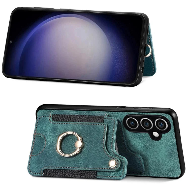 D4 For Samsung Galaxy S23 FE Case with Hand Strap PU Leather RFID Blocking Phone Cover