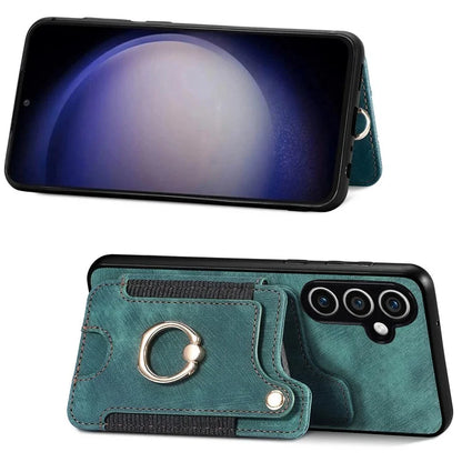D4 For Samsung Galaxy S23 FE Case with Hand Strap PU Leather RFID Blocking Phone Cover