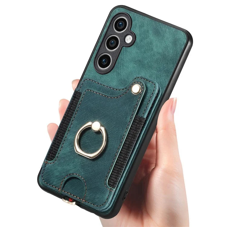 D4 For Samsung Galaxy S23 FE Case with Hand Strap PU Leather RFID Blocking Phone Cover