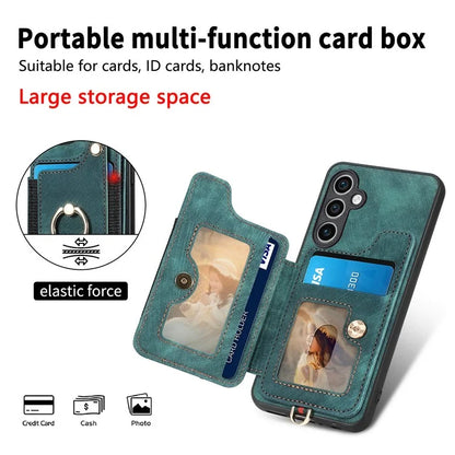 D4 For Samsung Galaxy S23 FE Case with Hand Strap PU Leather RFID Blocking Phone Cover