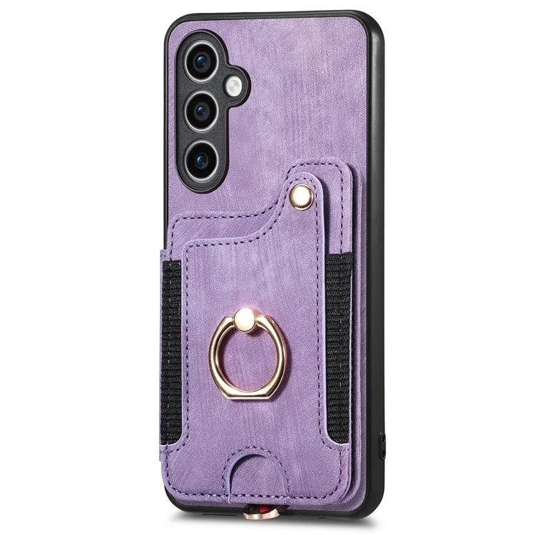 D4 For Samsung Galaxy S23 FE Case with Hand Strap PU Leather RFID Blocking Phone Cover