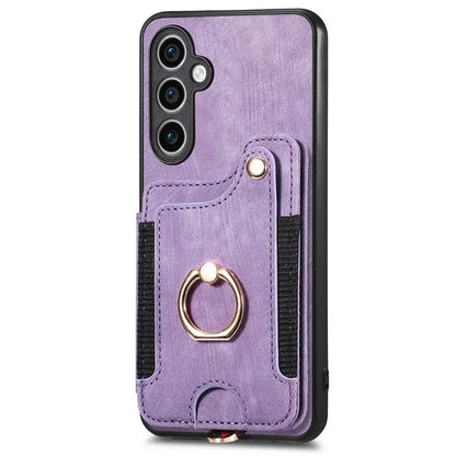 D4 For Samsung Galaxy S23 FE Case with Hand Strap PU Leather RFID Blocking Phone Cover