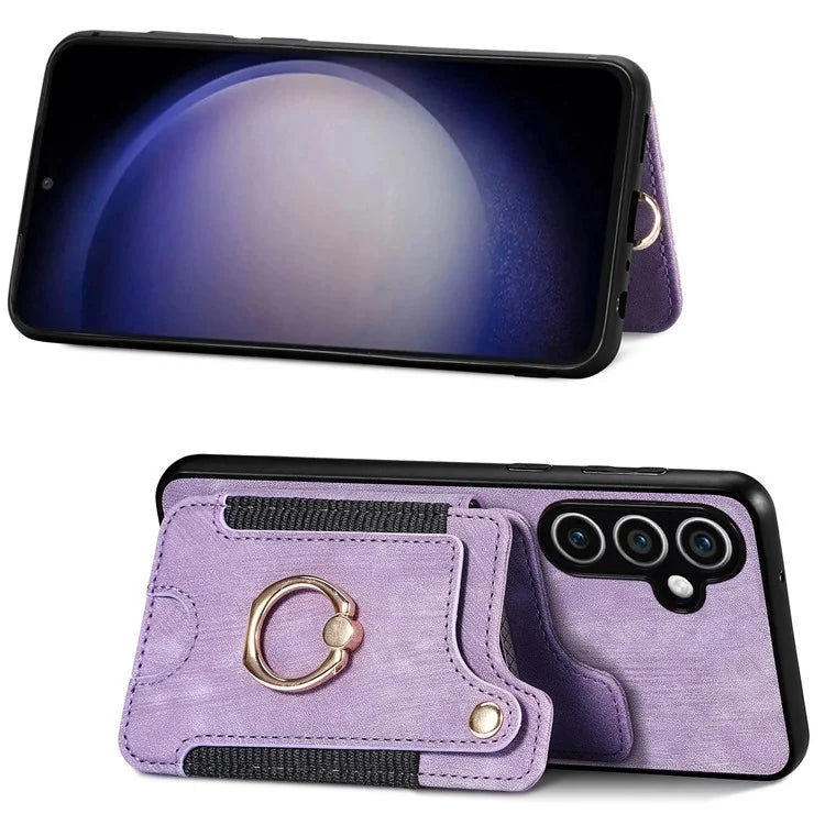D4 For Samsung Galaxy S23 FE Case with Hand Strap PU Leather RFID Blocking Phone Cover