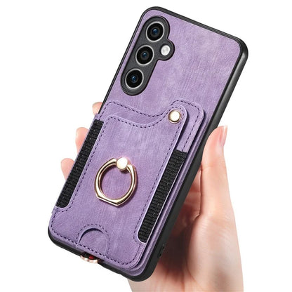 D4 For Samsung Galaxy S23 FE Case with Hand Strap PU Leather RFID Blocking Phone Cover