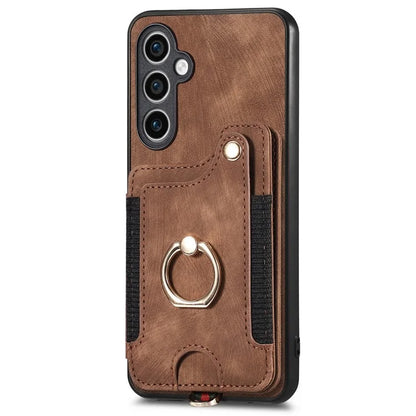 D4 For Samsung Galaxy S23 FE Case with Hand Strap PU Leather RFID Blocking Phone Cover