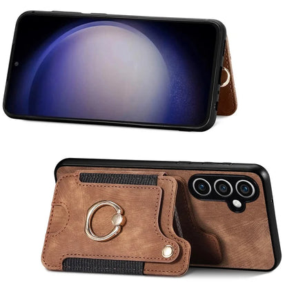 D4 For Samsung Galaxy S23 FE Case with Hand Strap PU Leather RFID Blocking Phone Cover