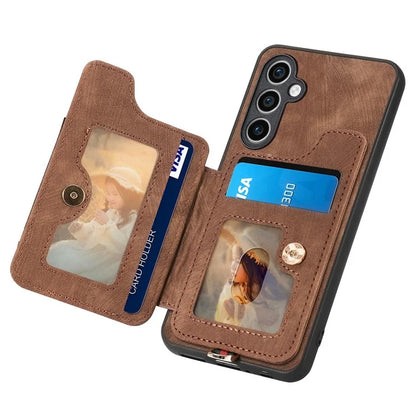 D4 For Samsung Galaxy S23 FE Case with Hand Strap PU Leather RFID Blocking Phone Cover