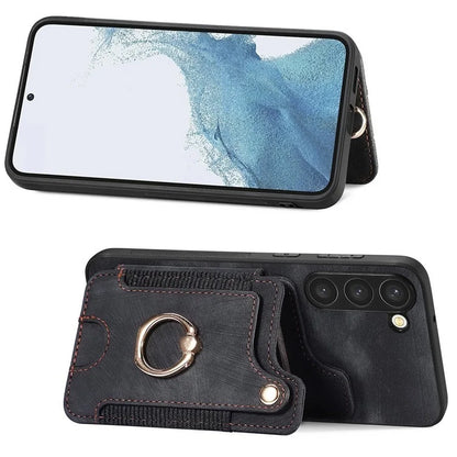 D4 Cell Phone Case for Samsung Galaxy S23 RFID Blocking Card Holder Ring Kickstand Back Cover