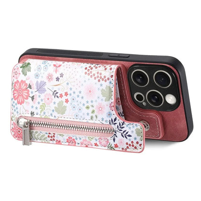 D10 For iPhone 13 Pro Max 6.7 inch Cover Stylish Printed Card Holder Zipper Wallet Cell Phone Case