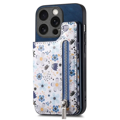 D10 For iPhone 13 Pro Max 6.7 inch Cover Stylish Printed Card Holder Zipper Wallet Cell Phone Case