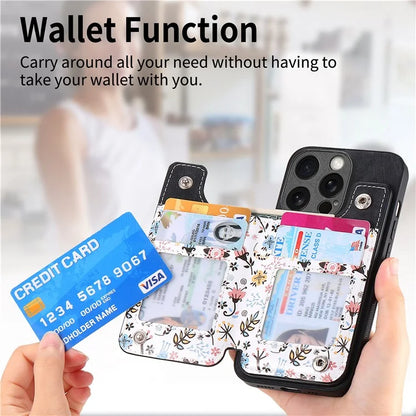 D10 For iPhone 13 Pro Max 6.7 inch Cover Stylish Printed Card Holder Zipper Wallet Cell Phone Case