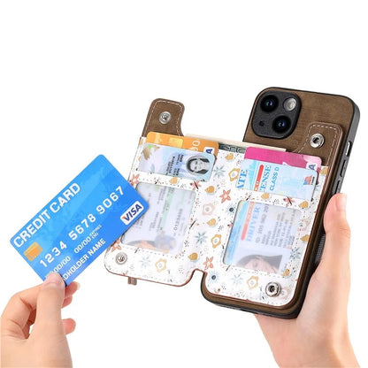 D10 For iPhone 13 6.1 inch Case Pattern Printed Zipper Wallet TPU+Leather Phone Back Cover