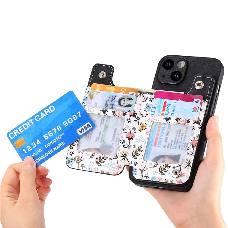 D10 For iPhone 13 6.1 inch Case Pattern Printed Zipper Wallet TPU+Leather Phone Back Cover