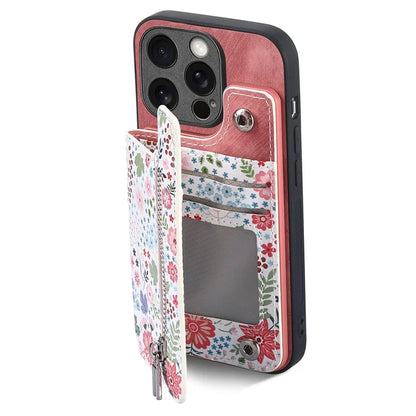 D10 For iPhone 14 Pro Case Pattern Printed Retro Leather+TPU Phone Cover with Zipper Design