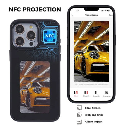 INKZONE For iPhone 13 Pro Max Case PC+TPU 4-Color E Ink Case Phone Cover DIY Images NFC Transmission